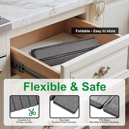 cuomaop Stone Drying Mat for Kitchen Counter Large, Foldable Quick Dry Diatomaceous Earth Mat for Dishes Bottles Cups, Absorbent Collapsible Stone Dish Drying Mat for Countertop Bathroom 23" x 15.3"