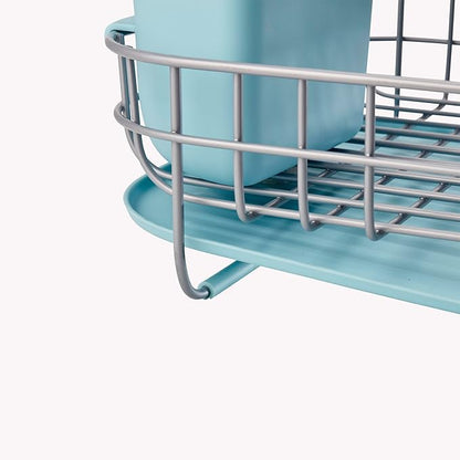 KitchenAid Low Profile Compact Dishrack with Removable Flatware Caddy and Angled Self-Draining Board, Rust Resistant Wires, 12.59 x 17.55 x 6.29 Inch, Mineral Water