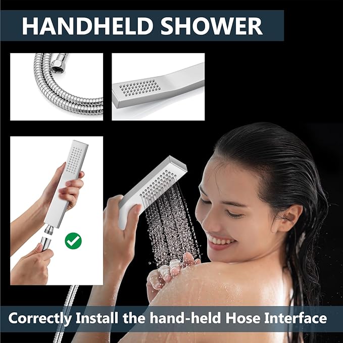 Aolemi Shower Faucet Set Rain Shower System with Handheld Spray Bathroom Shower Combo Rough-in Valve and Shower Trim Kit Included Polish Chrome 12 Inch Wall Mount Shower Head