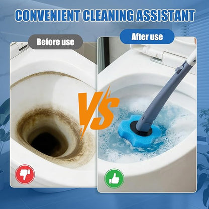 Disposable Toilet Brush with 8 Refills,Toilet Wand Brush Cleaning Kit,Wall Mounted Toilet Bowl Cleaner Set with Holder for Bathroom Deep Cleaning & Hygiene Local Stock- Blue & White