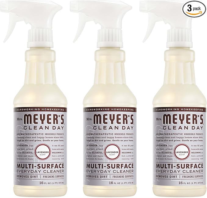 MRS. MEYER'S CLEAN DAY Multi-Surface Everyday Cleaner, Lavender Scent, 16 Fl Oz Bottle - 3 Pack