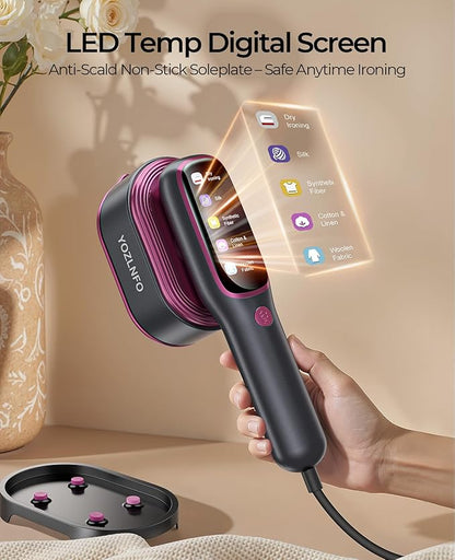 Travel Steamer for Clothes Adequate Portable: 2-in-1 Mini Handheld Garment Steamer Iron - 15s Heat Up & 5 Adjustable Steam - Large Ceramic Panel - 110-120V