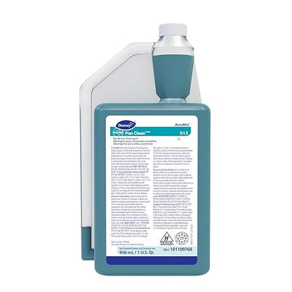 Diversey SUMA Pan-Clean D1.5 Dish Soap, Concentrated Dishwashing Liquid, Grease Cutting Formula for Pots, Pans & Dishes, Floral Scent, AccuMix, 32 fl oz (1Qt), 1 Bottle