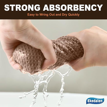 Microfiber Cleaning Cloth Waffle Weave for Dusting Absorbent Towel Quick Drying Dust Rags Household Kitchen, Lint Free Streak Free, 6 Pack,12 x 12 Inches, Khaki