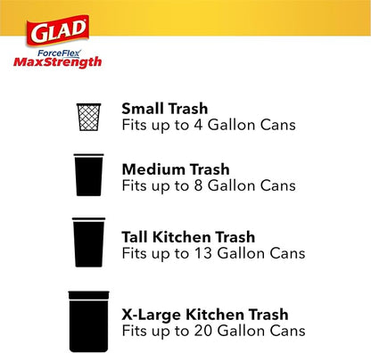 Glad ForceFlex MaxStrength Kitchen Trash Bags, 13 Gal, Fresh Clean Febreze, 34 Ct (Package May Vary) (Pack of 2)