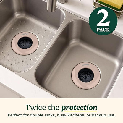 Cuisinart Sink Strainers- 2 Pack Kitchen Sink Drain Strainer & Food Catcher with Enamel-Coated Stainless Steel Rim and Silicone Base, Fits Standard 3.5" Drains, Outer Diameter 4.35", Scratch-Safe