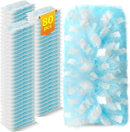 80 Count Duster Refills Compatible with Swiffer Duster, 180° Disposable Multi-Surface Microfiber Cleaning Dusters, Unscented