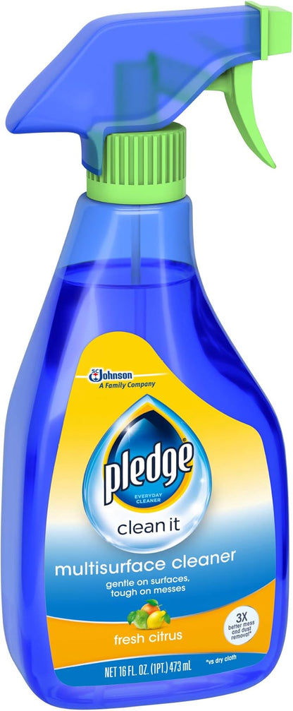 Pledge Multisurface Cleaner Trigger Spray, Fresh Citrus - Electronic, Stainless Steel & Glass Cleaner (1 Trigger Spray), 16 oz