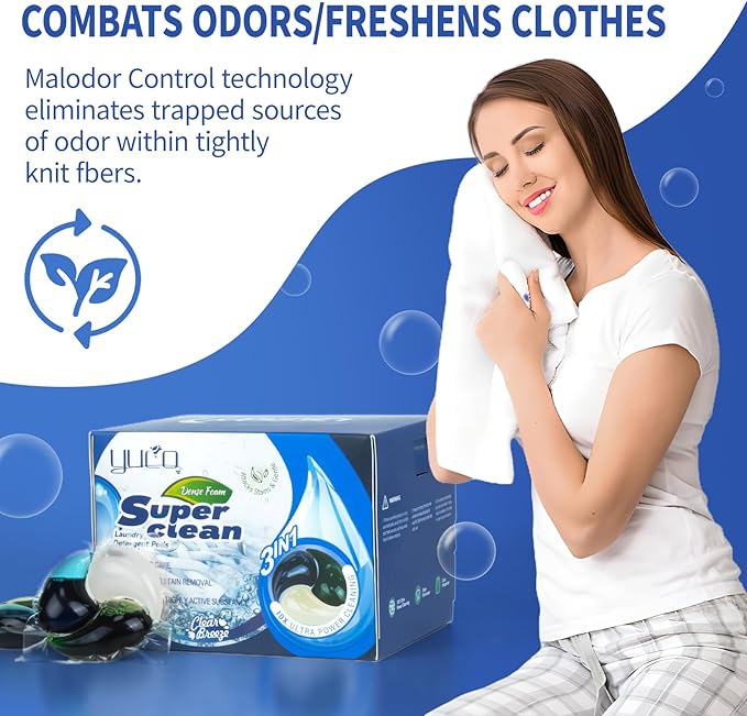 YUCO Pods Laundry Detergent Hypoallergenic, Deep Cleaning Laundry Pods, Powerful 3-in-1 Clean in One Step, Helps to Keep Garment Fresh,Clean,Soft (1 Box of 20 Pod,Net 20g/Pod,Net 400g)
