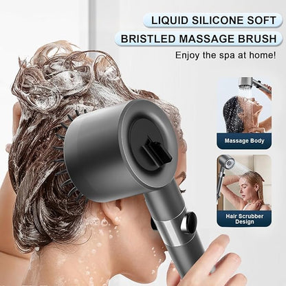 Ion Drops Shower Head, Ion Drops Filtered Showerhead with Handheld, with 60 Inch Hose and Stand, High Pressure 4 Spray Mode Shower Heads with ON/OFF Switch for Pets Bath-Remove Chlorine (Gray)