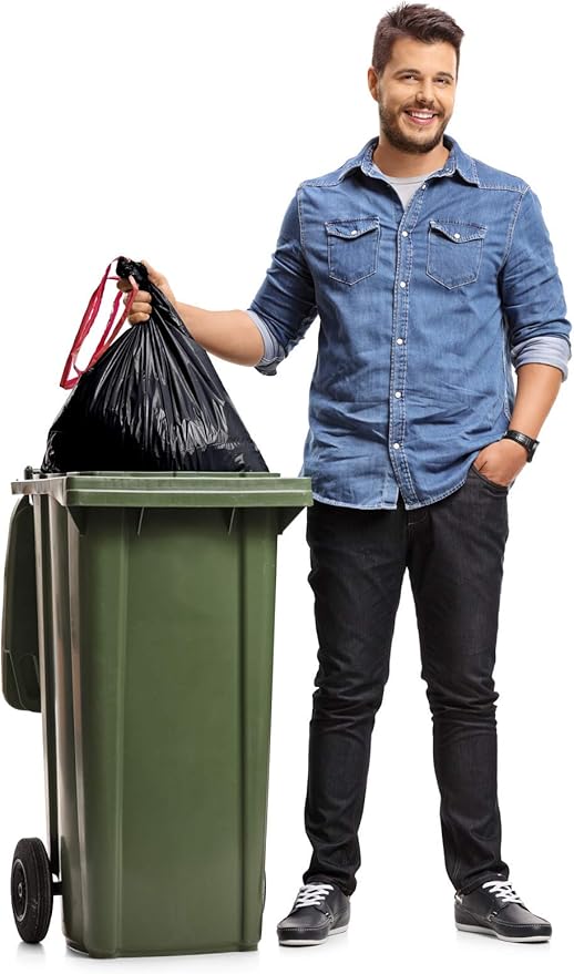 Reli. 39 Gallon Trash Bags Drawstring (100 Count) Large 39 Gallon Heavy Duty Drawstring Trash Bags, Garbage 39Gal Capacity, Lawn Leaf (39Gal, Black)