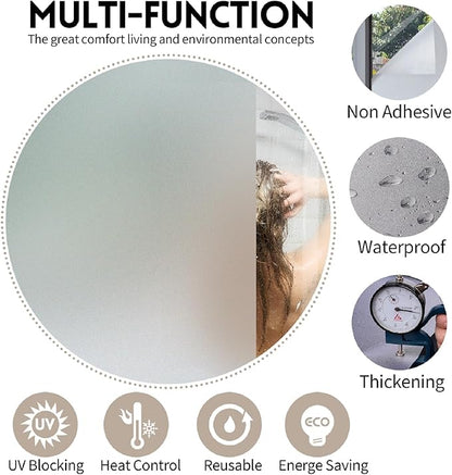 KESPEN Window Privacy Film Frosted Glass Heat Control UV Blocking Privacy Window Film for Glass Windows Static Cling Non-Adhesive Door Coverings Decals for Bathroom Home Office, 47.2 Inch X 13.1 Feet
