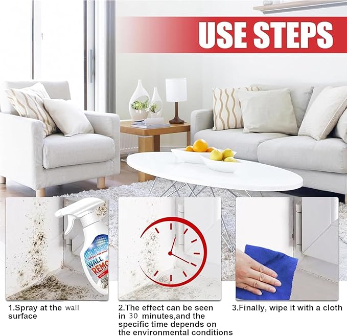 Highly Effective Removal Spray, Wall Cleaner Spray, Multi-Surface Cleaning Solution, Dirt, Dust And Stain Remover, Long-Term Protection, for Bathrooms, Kitchens, Tile, Fabric, Wood (1pcs)