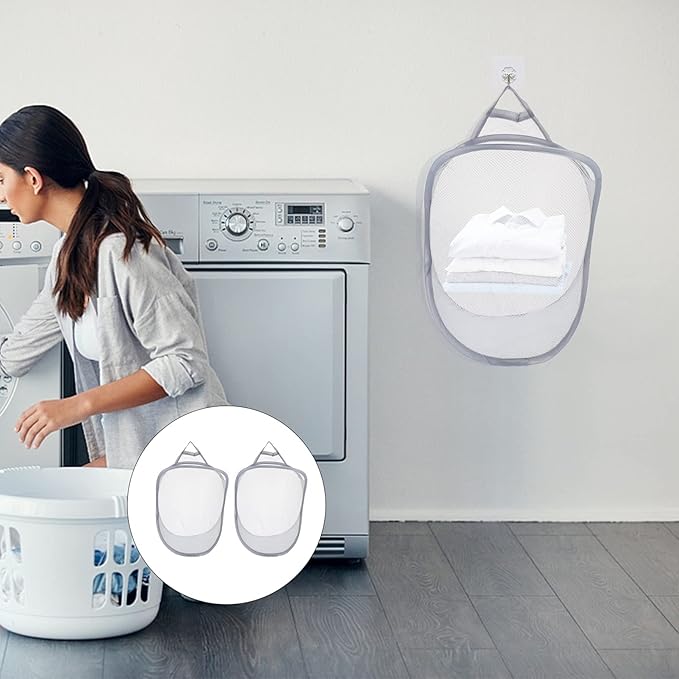 SOLUSTRE 2pcs Folding Storage Basket Wall-mounted Laundry Organizer Space-saving Design for Clothes Toys and Versatile Storage for Home Use