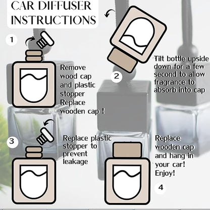 7 Pcs 8ml Hanging Car Air Freshener Diffuser,Empty Black Gradient Glass Essential Diffuser Oil Aromatherapy Fragrance Perfume Pendant Glass Vials with Wooden Caps (Square, 8ml)
