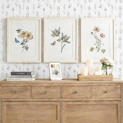 Wudnaye Beige Peel and Stick Wallpaper Floral Contact Paper 16.9in×393in Neutral Beige Contact Paper Cream Floral Wallpaper Self Adhesive Waterproof for Bathroom Bedroom Nursery Decor Walls Vinyl