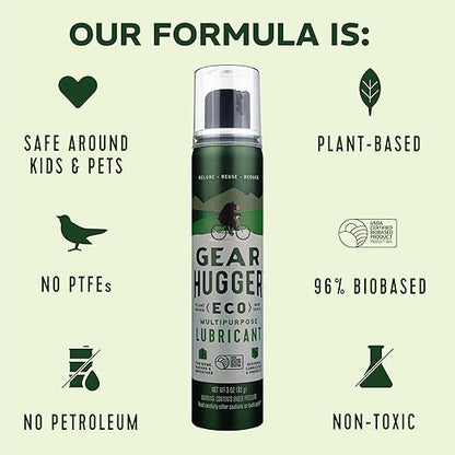 Gear Hugger Multipurpose Lubricant - Eco-Friendly (3 oz, Pack of 3), Rust Remover - Garage Door Spray, Door Hinge & Lock Lubricant - Plant-Based, No Petroleum, No PTFE