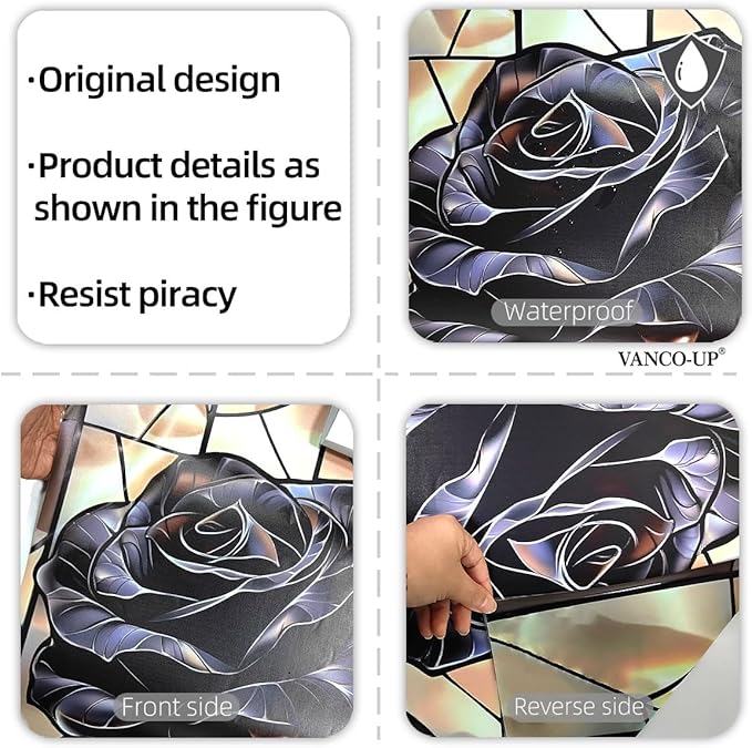 3D Wall Stickers DIY Flower Wall Decal Removable Waterproof Wall Art Decor for Bedroom Living Room Offices Home Decoration (Black Rose)
