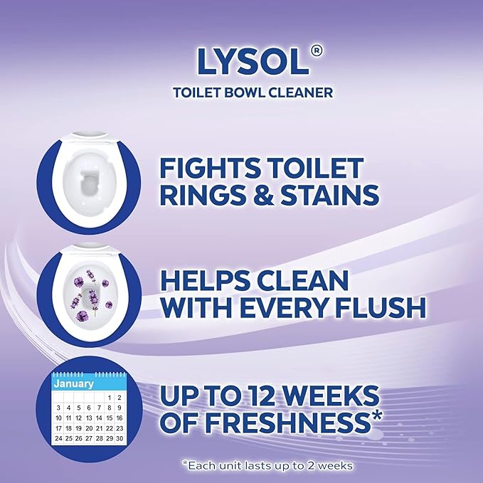 Lysol Automatic Toilet Bowl Cleaner, Lavender, (Pack of 4, 24 Count Total)