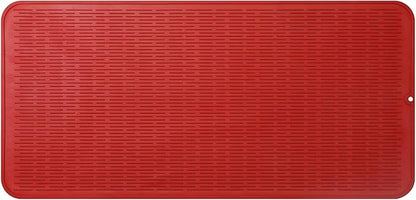 MicoYang Silicone Dish Drying Mat for Multiple Usage,Easy clean,Eco-friendly,Heat-resistant Silicone Mat for Kitchen Counter or Sink,Refrigerator or Drawer Liner Red 5XL 36inches x 18inches