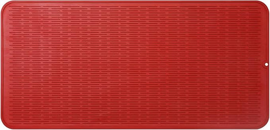 MicoYang Silicone Dish Drying Mat for Multiple Usage,Easy clean,Eco-friendly,Heat-resistant Silicone Mat for Kitchen Counter or Sink,Refrigerator or Drawer Liner Red 5XL 36inches x 18inches