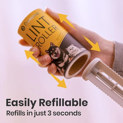 DELOMO Lint Roller 1,000 Sheets (5 Rollers + 5 Refills) - Lint Rollers for Pet Hair Extra Sticky, Mega Value Pet Hair Removal Tool for Clothes/Couch/Furniture/Car - Ideal Home Gift for Pet Owners