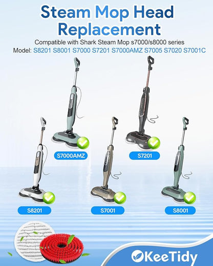 Steam Mop Replacement Brush Pads Compatible with Shark Steam and Scrub Mop S8201 S 70001 S8001 S7201 S7000 Series Reusable Mop Pad Head Nylon Bristle for Polishing Hard Floors, 2 Brushes+2 Pads