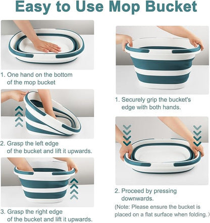 Collapsible Bucket for Cleaning, 4.2 Gallons Mop Bucket with Handle for Floor Window Car Washing, Silicone Ice Buckets for Parties Camping Fishing Beach, RV Laundry Storage Household Cleaning Supplies
