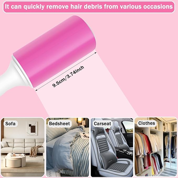 Washable Gel Lint Roller 2 Pack, Reusable Sticky Lint Roller Portable Pet Hair Remover Cleaner for Clothes, Travel, Home, Large with Cover