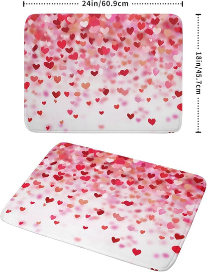 Valentine's Day Dish Drying Mat 18 x 24 Inch With Absorbent Reversible Microfiber Valentine Red Pink Hearts Drying Anniversary Wedding Dish Drainer Mat Fast Dry For Kitchen Dining Room Decor