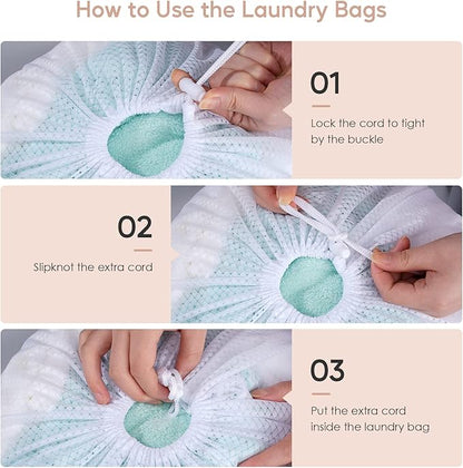 Meowoo Large Mesh Laundry Bag, 27×36inch Heavy Duty Mesh Laundry Bags Drawstring Lockable, Laundry Hamper Liner, Machine Washable, for Travel,Storage, Sports Factories, Dorms, White 1pcs