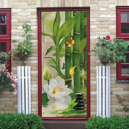 3D Peel and Stick Wall Murals - Bamboo - Self-Adhesive Removable PVC Waterproof Door Poster for Bedroom Living Room 31.5" x 78.7"