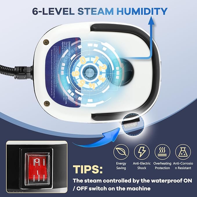 Moongiantgo High Pressure Steam Cleaner, 2500W Portable High Temp Bathroom Power Steamer Cleaning Machine For Home Use Grout Tile Kitchen Grease Car Detailing Engine (110V, White)