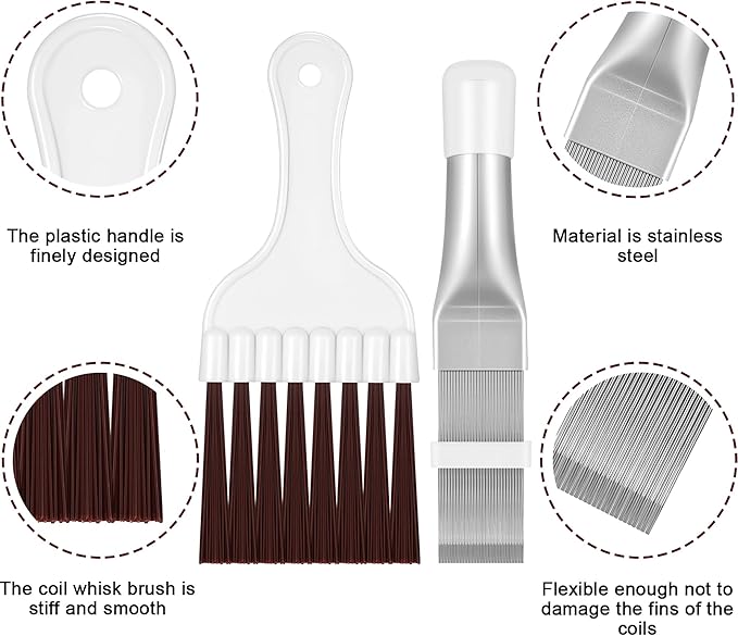 Boao Air Conditioner Condenser Fin Comb, Fin Cleaning Brush Air Conditioner Coil Cleaner Refrigerator Coil Cleaning Whisk Brush Evaporator Radiator Repair Tool(4 Pieces)