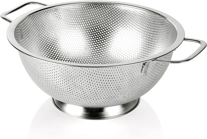 Gulex Colander Stainless Steel 5-Quart, Strainer for Kitchen Food, Dishwasher Safe