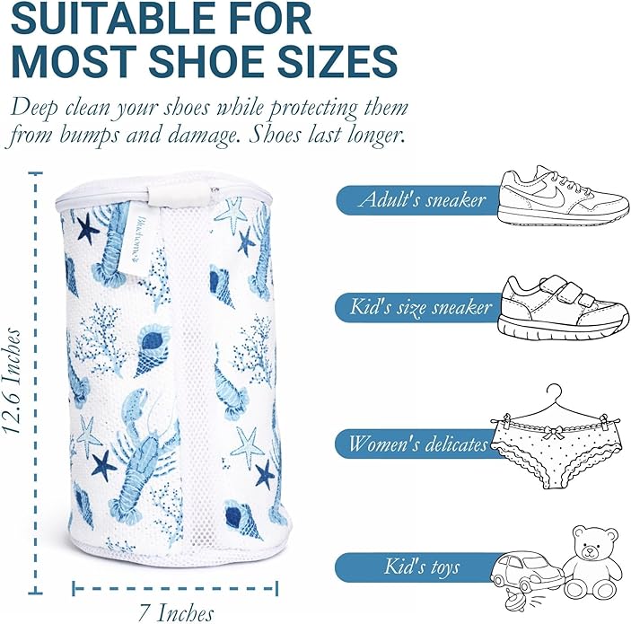 Bluehome Shoe Washing Machine Bags (2-Pack) – Protective Mesh Laundry Bags for Shoes, Includes Sneaker Brush