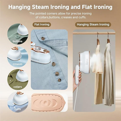 Steamer For Clothes, Steamer ＆ Iron 2 In 1,Portable Handheld travel Steam,1200W 15s Heat Up for Travel Size,Wrinkle Remover,200ml Tank,3 Modes for dress shirts for home travel,White,120V