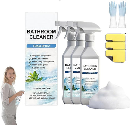 2026 Scale Remover Bathroom Cleaner,3.38oz Bathroom Cleaner Foam Spray,Powerful Bathroom Descaler Foam Cleaner,Multi-Surface Shower Foame,for Tiles,Glass,Stainless Steel,Toilets,Natural Stone (3)