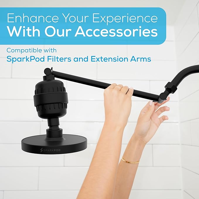 SparkPod Shower Head - High Pressure Rain - Premium Quality Luxury Design - Easy Clean Adjustable Replacement for Your Bathroom Shower Heads (Midnight Black Matte, 6 Inch Round)