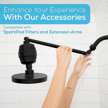 SparkPod Shower Head - High Pressure Rain - Premium Quality Luxury Design - Easy Clean Adjustable Replacement for Your Bathroom Shower Heads (Midnight Black Matte, 6 Inch Round)