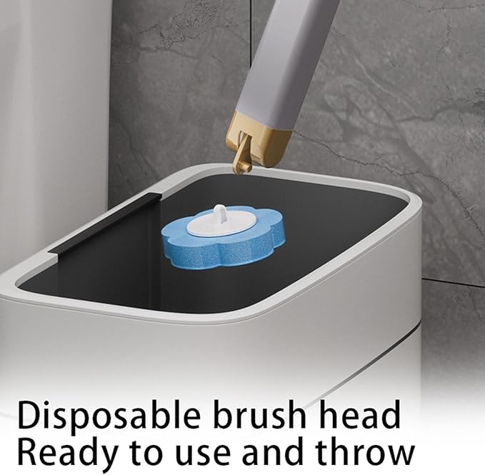 Disposable Toilet Brush, Toilet Cleaning System with Heads, Disposable Silicone Toilets Brush and Holder Set, Soft Sponge Bathroom Toilets Brush for Home, Easy to Grasp & Use (1 brush+24 heads, White)