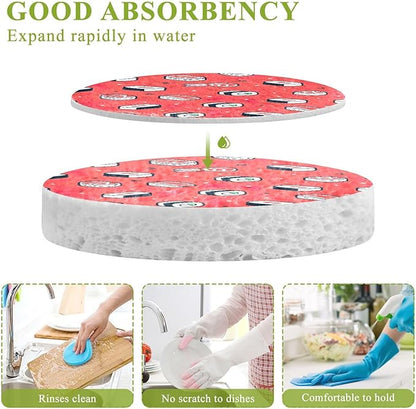 Sushi Kitchen Scrub Sponges, Pop-up Kitchen Cleaning Sponges Reusable Dish Washing Sponges for Bathroom Household Cleaning 3 Pack - Non Scratch Scrubber