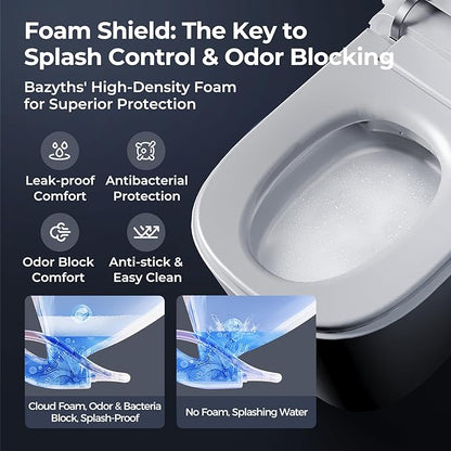 Luxury Smart Toilet with Built-in Tank & Bidet– Ultra-Quiet 4s Flush, Foam Shield for Splash-Free, Auto Open/Close Lid, Foot Sensor, Dual User Memory, 12” Rough-In One-Piece Elongated(ZY760A)