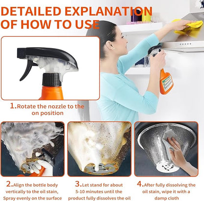 All-Purpose Oil Stain Cleaner, Degreaser Kitchen Foam Cleaner Spray, Degreaser Cleaner Heavy Duty, Kitchen Cleaning Supplies, Household Essentials (1 PCS)