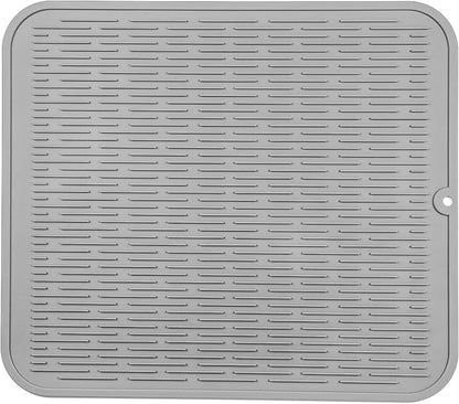 MicoYang Silicone Dish Drying Mat for Multiple Usage,Easy clean,Eco-friendly,Heat-resistant Silicone Mat for Kitchen Counter or Sink,Refrigerator or Drawer Liner Grey 2XL 24 inches x 18 inches