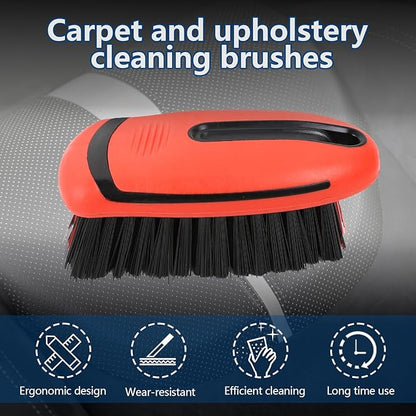 Carpet and Upholstery Cleaning Brush, Stiff Bristle Scrub Brush for Floor Mats, Car Carpet Scrubber with Comfortable Handle, Cleaning Detailing Brush for Car Interior and Home (Red)