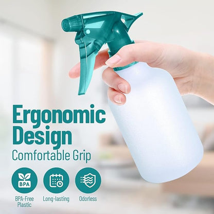 Refillable Stream and Spray Colored Squirt Bottles - 12oz Refillable Mister Bottle for Cleaning Solutions, Gardening, Grooming and Hair Salon COLORS MAY VARY | 3-BOTTLES