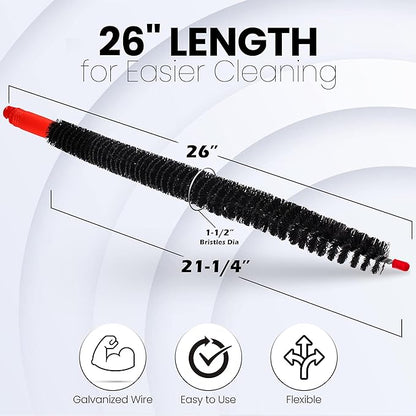 Dryer Vent Cleaner Lint Brush, Long Flexible Refrigerator Coil Cleaning Brush, 26 Inch,Black,Large (Pack of 1),1295