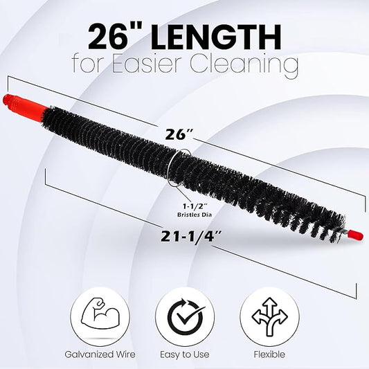 Dryer Vent Cleaner Lint Brush, Long Flexible Refrigerator Coil Cleaning Brush, 26 Inch,Black,Large (Pack of 1),1295