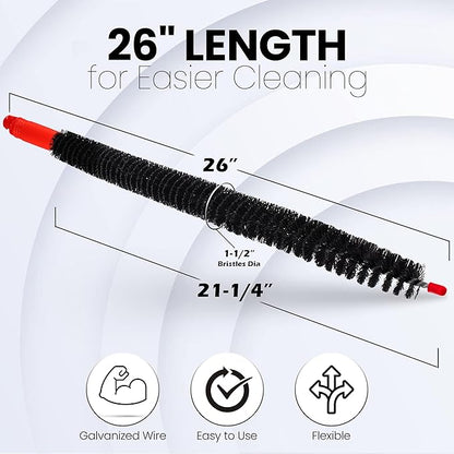 Dryer Lint Brush Vent Cleaner, Long Flexible Refrigerator Condensor Coil Cleaning Brush, Fridge and Radiator Cleaner Brush, 26 Inch,2 PC
